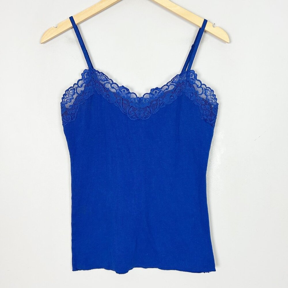 Y2K Banana Republic Ribbed Cami Lace Trim‎ Size Large Women's